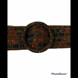 Vintage F.A.I. Satin Blend Beaded Belt